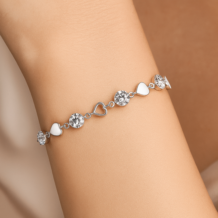 Silver Heart Bracelet hand