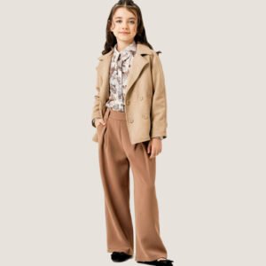 Elegant Beige Jacket & Brown Pants Set