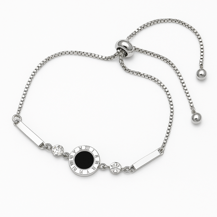 Roman Dial Black & Silver Adjustable Bracelet Roman Dial Black & Silver Adjustable Bracelet